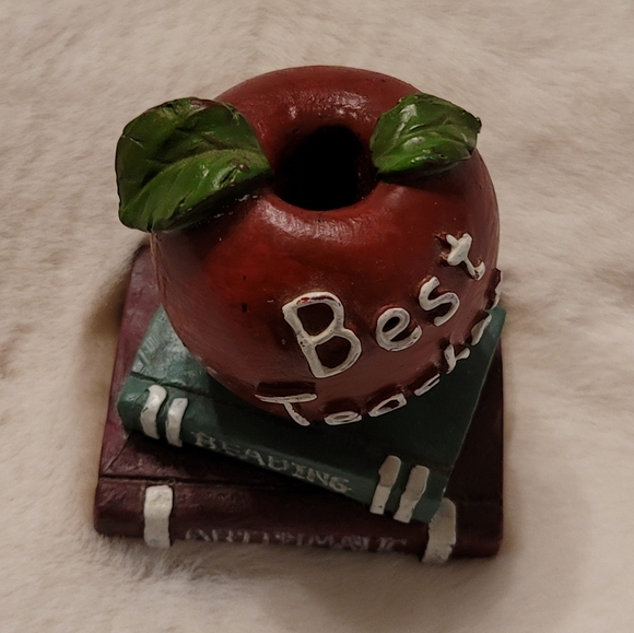 "Best Teacher" Apple and Books Pen Holder - Picture 3 of 9